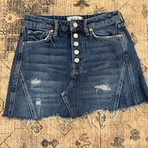 We The Free Blue A-Line Mini Skirt Casual